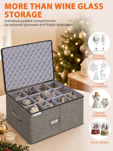 punemi Large Wine Glass Storage Box for Martini, Hard Shell Moving box - Image 5