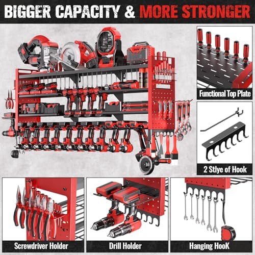 49.8" Power Tool Organizer Wall Mount,Holds 18 Cordless Drills - Image 3