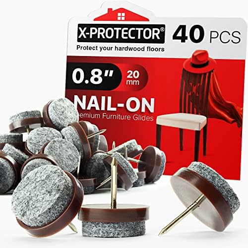 Nail-on Felt Pads X-PROTECTOR 40 PCS - 0.8" Felt Furniture Pads by X-Protector