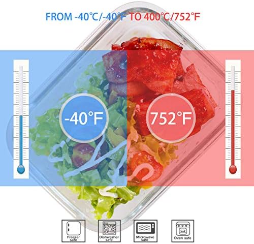 AILTEC Glass Food Storage Containers with Lids 9 Pack, 3 Shape Airtight Set - Image 3