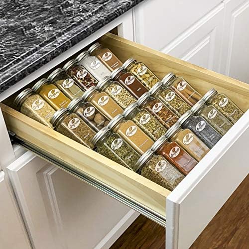 LYNK PROFESSIONAL® Spice Drawer Organizer - Heavy Gauge Steel 4 Tier Rack - Drawer Insert Tray for Spice Jars, Herbs and Seasoning - Kitchen Cabinet Storage - Silver Metallic, Medium by LYNKPROFESSIONAL