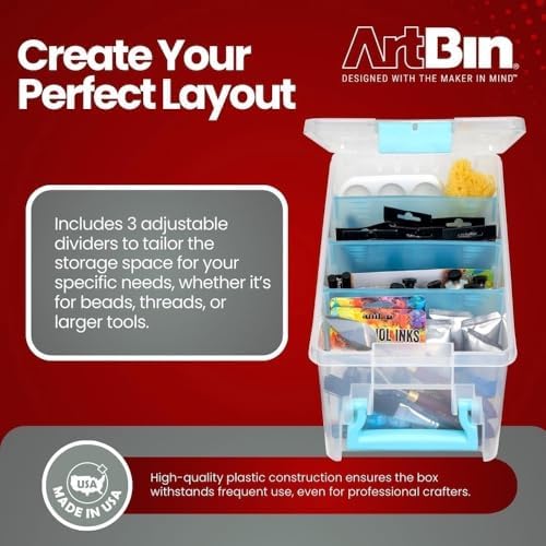 ArtBin Semi Satchel Craft Organizer with 3 Dividers, Aqua Accents - Image 6