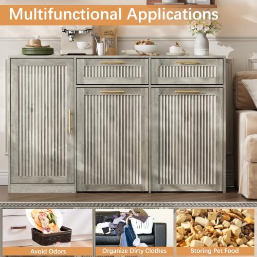 2 X 13 Gallons Double Pull Out Trash Can Cabinet with Storage & Drawers - Image 6