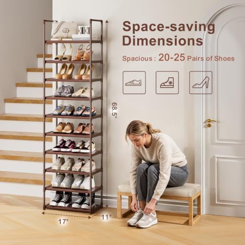 OYREL Shoe Rack, Sturdy Metal Space Saving Tall Stackable Shoes Organizer - Image 3