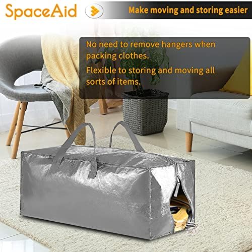 SpaceAid Heavy Duty Moving Bags, Extra Large Storage Totes W/Backpack Straps Strong Handles & Zippers, Alternative to Moving Boxes, Packing & Moving Supplies, Gley (10 Pack) - Image 5