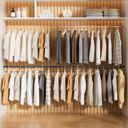 SUTINE Closet Rod for Hanging Clothes, Closet Extender Hanging Rod Black - Image 7