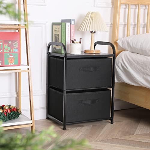 MAX Houser 2 Drawer Wide Fabric Dresser Storage Organizer Unit, Black - Image 2