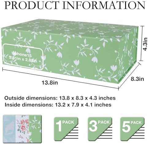 LFBOX Green Leaves Gift Box with Magnetic Lids 5 Pack - Image 2