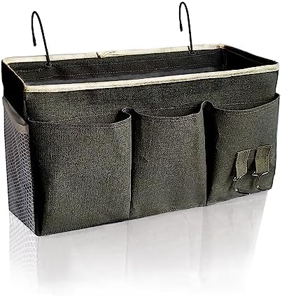 Bedside Caddy, Bedside Hanging Storage Organizer forBunk and Hospital Beds,College Dorm Bed，Can be Placed Glasses Books Mobile Phones (Black1) by SMALIGOLA