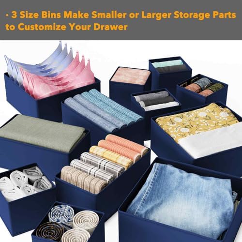 SpaceAid Drawer Organizer for Clothes, 12 Pack Dresser Drawer Organizer Bins, Closet Organizers and Storage Dividers for Clothing, Underwears, Socks (Blue) - Image 5