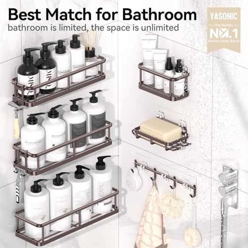 YASONIC Shower Caddy Adhesive, Rustproof Shower Shelves for Inside Shower - Image 2