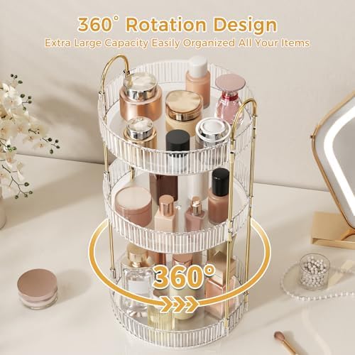 360° Rotating Makeup Organizer, Large Capacity Skincare & Cosmetics Storage - Image 3