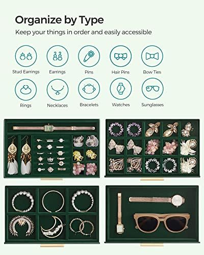 SONGMICS Jewelry Box Organizer, 4-Layer Storage with 3 Drawers, Glass Lid - Image 4