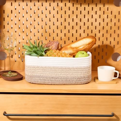 MiniArk Small Storage Baskets for Organizing | Closet Organizer Bins | Shelf Toy Basket | Woven Rope Baskets | Cube Decorative Box | Shallow Basket | 13x8.5x5.1” | 3 Packs Gradient Brown - Image 5