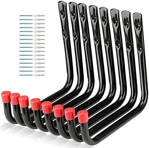 8 Pack Wall Mount Storage Hooks, 9.6IN Garage Utility Hanger for Ladder, Hold Chairs, Garden Tool, Hose, Bike by Unknown