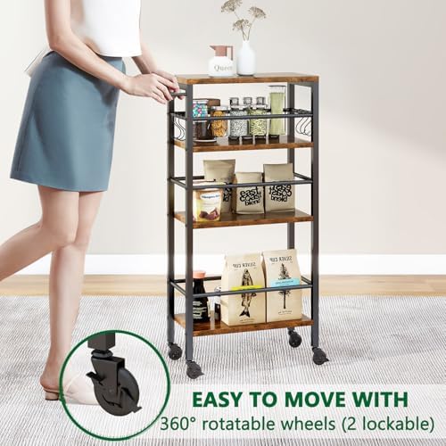 IBUYKE Slim Rolling Storage Cart, Kitchen Cart Utility Shelving UTMJ065H - Image 4