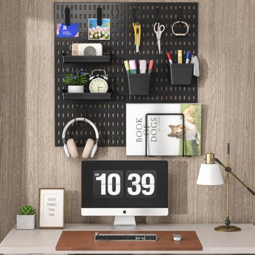 AKTOP Modular Plastic Peg Board Wall Organizer, 4 Pack, 12"x12", Black - Image 7
