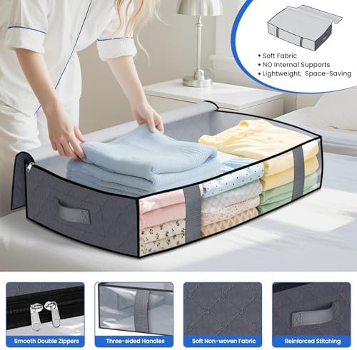 TasticTotes 4 Pack Under Bed Storage Containers, 60L Blanket Storage Bags - Image 3