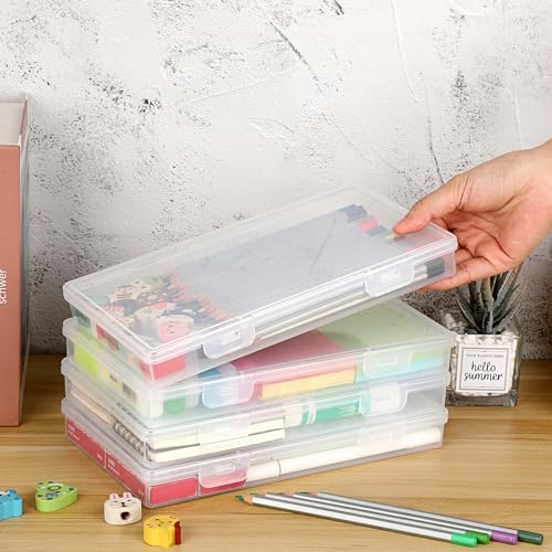 BTSKY Clear Plastic Storage Box with Flap Lid, 4 Pack - 9.8"x5.9"x1.2" - Image 2