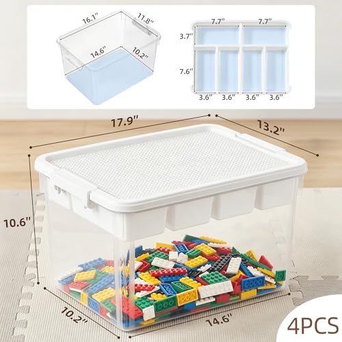 Citylife 32QT 4-Pack Clear Craft Storage Box Buildable Lid Removable Tray - Image 3
