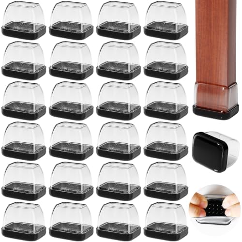 24PCS Rectangle Chair Leg Sliders for Carpet & Hardwood Floors, Clear by GAGUIUP