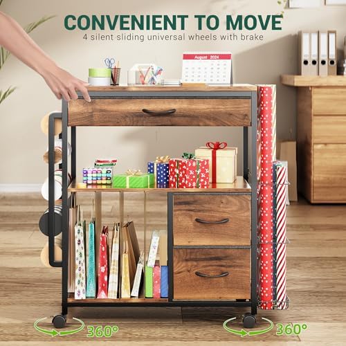 PUNLUXU Wrapping Paper Storage Cart for 12 Rolls with Ribbon Holder 04 - Image 5