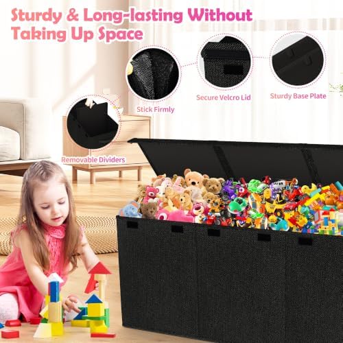 Extra Large Toy Box, Collapsible Toy Storage Organizer, 40"x16"x16", Black - Image 4