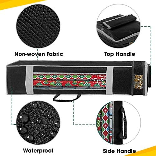 ProPik Holiday Wrapping Paper Storage Organizer Bag with Pocket and Handles Including Hanging Loop Heavy Duty Material with Clear Window 47 X 10 X 10 Inch Fits 40 Inch Long Rolls (Black, 1 Count) - Image 3