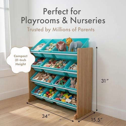 Humble Crew Kids Toy Organizer with 12 Bins, 4 Tier Storage for Playroom - Image 6