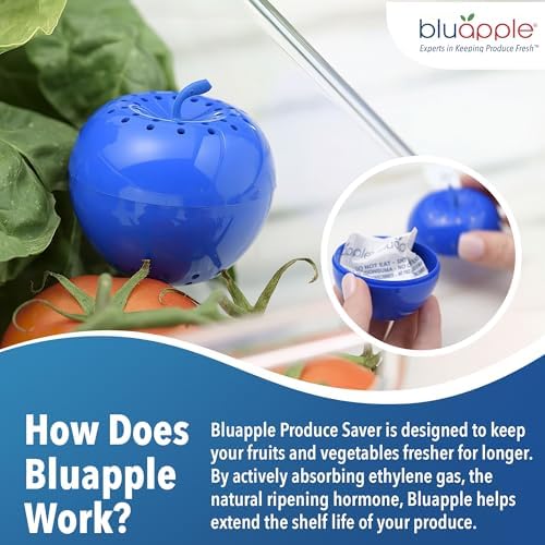 Bluapple Produce Saver Ethylene Gas Absorber - Fresh Fruit & Vegetable Storage for Refrigerator Crisper, Shelves & Fruit Bowls, Produce Keeper, Fruit Saver, Kitchen Must Haves, BPA-Free - 2-Pack - Image 3
