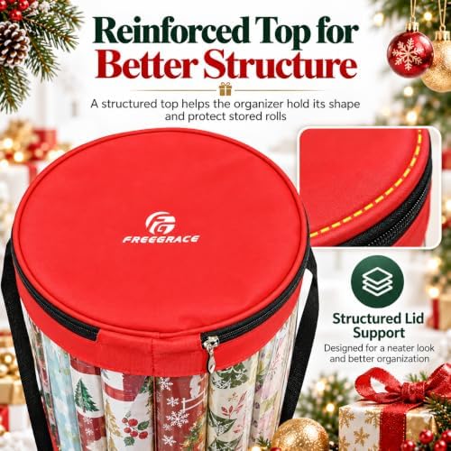 Freegrace Gift Wrap Organizer - Wrapping Paper Storage Bag 40.9" Under Bed - Image 5