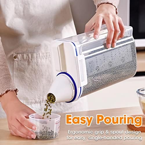 TBMax Rice Container 4 Lbs / 2 Kg Rice Dispenser with Measuring Cup, BPA-Free Plastic Kitchen Pantry Food Storage Holder for Oatmeal Flour Grain, Small Pet Cat Dog Food Container - Image 2