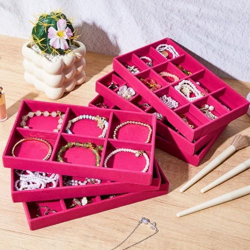Junkin 12 Pcs Velvet Jewelry Organizer Tray, Stackable Storage - Image 6