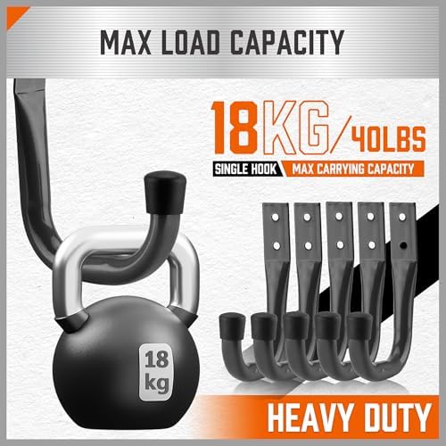 HORUSDY 6-Pack Heavy Duty Metal Wall Hooks, Large Garage Storage & Organization Hooks for Tools, Extension Cords, Ladders, and Bags, Wall Mount J Hooks for Indoor Outdoor Use, Gray - Image 3