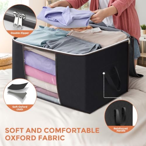 90L Large Storage Bags, 4 Pack Clothes Storage Bins Closet Organizers - Image 4