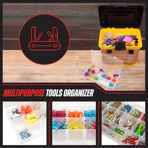 Stalwart Portable Tool Box Small Parts Organizer, Yellow - Image 2