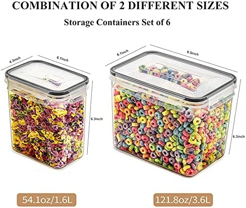 Wildone Airtight Food Storage Containers Cereal & Dry Food Storage Container Set of 6(Black Lid), Leak-proof & BPA Free, With 1 Measuring Cup & 20 Chalkboard Labels & 1 Chalk Marker - Image 2