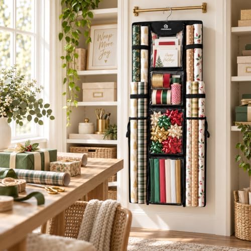 Freegrace Hanging Gift Wrap Organizer - Wrapping Paper Storage Bag, 41 Inch - Image 7