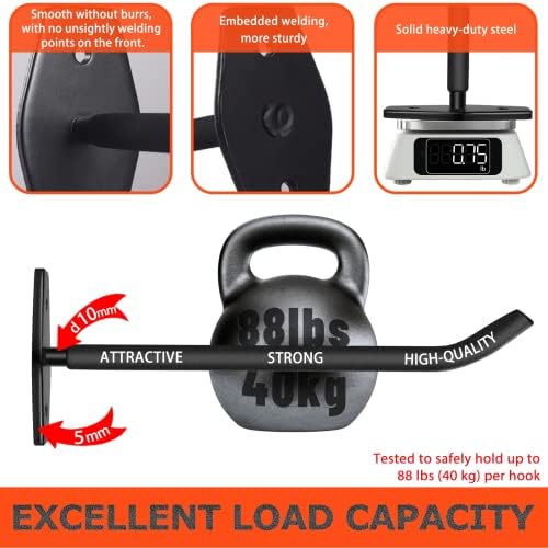 8 Pack 10-Inch Heavy Duty Garage Hooks, Tire Wall Mount, Black - Image 3