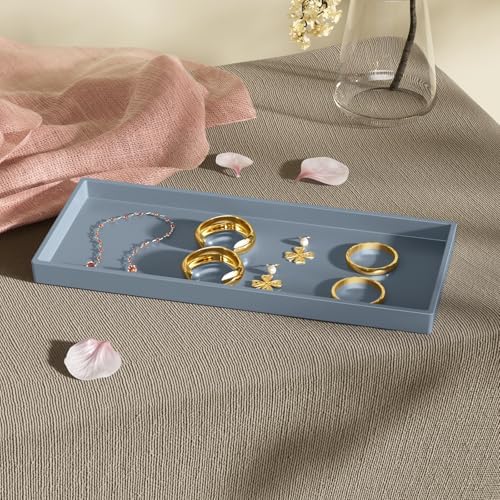 Vanity and Bathroom Tray, 11.8" ABS Countertop Organizer,Waterproof Vanity Tray for Toilet Tank,Perfume,Soap,Keys,Bathroom Accessories,Kitchen and Bath Trays,Non Slip Small Trays,Gray - Image 5