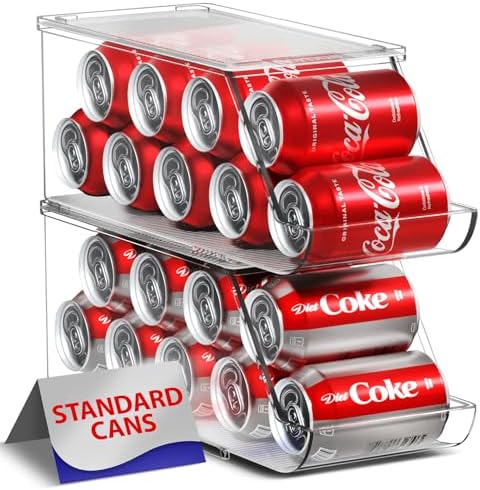 Sorbus Soda Can Organizer for Fridge & Freezer, Stackable with Lid (2 Pack) by Sorbus