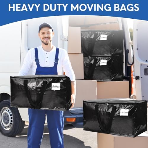 2-Pack Extra-Large Heavy-Duty Storage Totes with Reinforced Handles, Durable Zippers & Waterproof Material — Perfect for Space-Saving, Moving, Shipping and Travel (Black) - Image 5