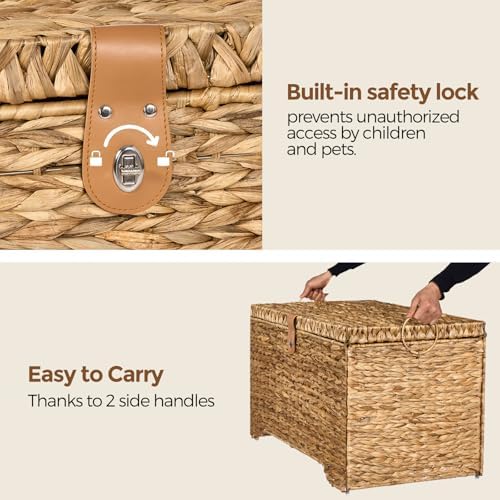 Honjourai Handwoven Storage Basket with Lid, 165L Wicker Storage Trunk - Image 5