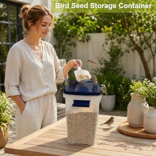 5-10 Lbs Airtight Cat Dog Food Storage Container, 8QT Compact Pet Food Bin - Image 6