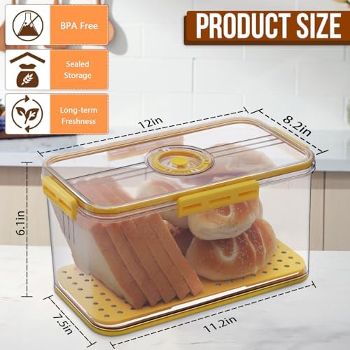 Gifhomfix Bread Box Bread Boxes for Kitchen Counter Airtight, Time Recording Bread Storage Container with Lid, Bread Keeper for Homemade Bread, Toast, Bagel, Donut and Cookies, LARGE - Image 2