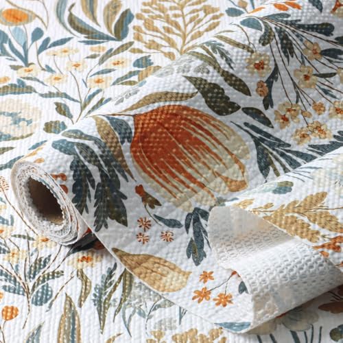 Floral Non-Slip Shelf Cabinet Drawer Liner, 16IN x 10FT by Amiitay