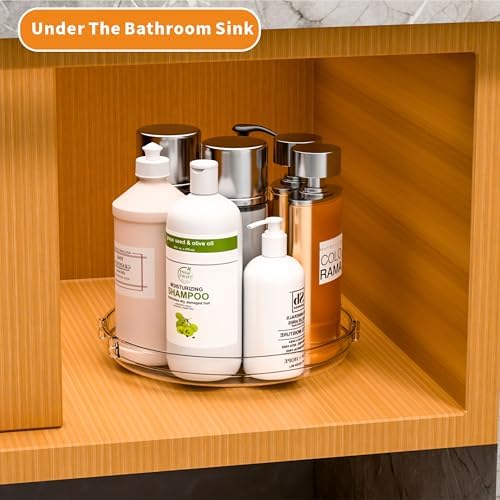9.5" W Acrylic Clear Lazy Susan Turntable for Cabinet,Kitchen Countertop,Refrigerator and Pantry Organization Storage,1 Tier Small Spinning Organizer for Vitamin,Medicine,Spice Rack & Organization - Image 6