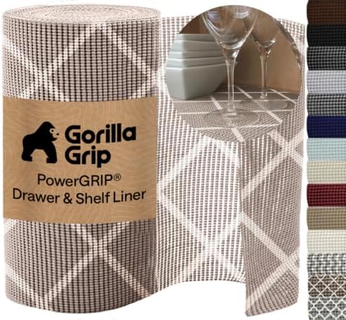 GORILLA GRIP powerGRIP Drawer Shelf and Cabinet Liner, 17.5"x30', Beige by GorillaGrip