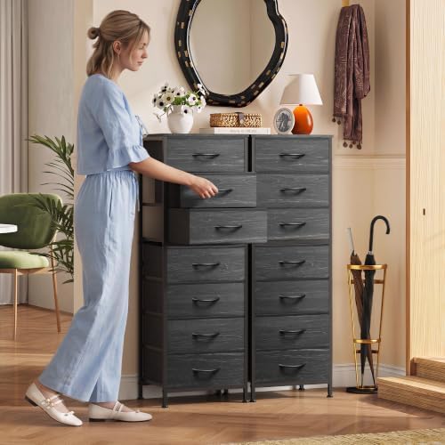 WLIVE Tall Dresser for Bedroom, 7 Drawer Dresser, Black Wood Grain - Image 2