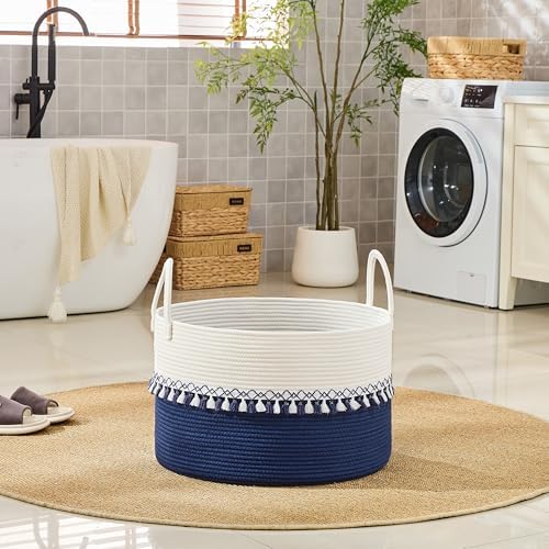 KAKAMAY Large Blanket Basket with Handles, Storage Basket for Living Room - Image 6